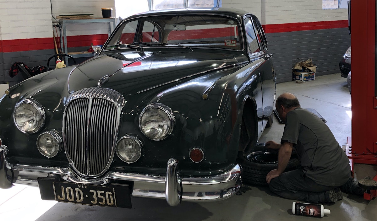 We work on so many amazing historical vehicles. Just like this Jaguar Daimler Mark 11, a medium sized luxury sports saloon car produced between 1959 to 1967. It boasts side windows and opening rear 'no draught ventilator' windows. And came standard with Leather Upholstery and polished Walnut tirm.